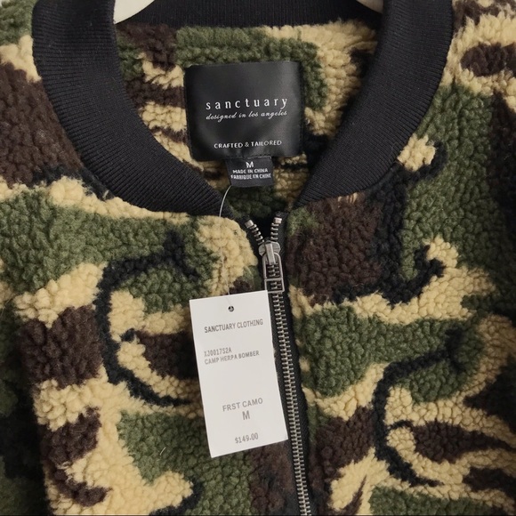 NWT Sanctuary Camo Sherpa Bomber Jacket Coat - Picture 7 of 7